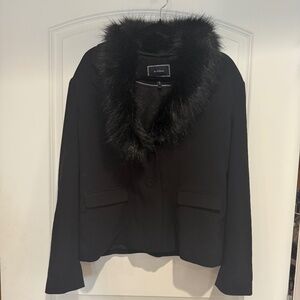 Black Blazer with detachable faux fur collar